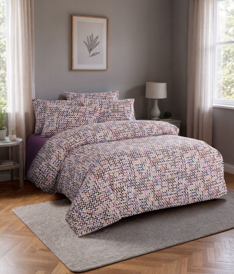 RANFORCE  ÇİFT KİŞİLİK NEVRESİM TAKIMI PUZZEL PEMBE
